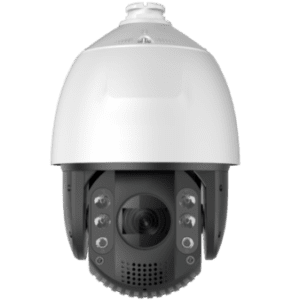 White dome PTZ surveillance camera with LEDs