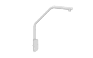 White metal arm bracket on white background.